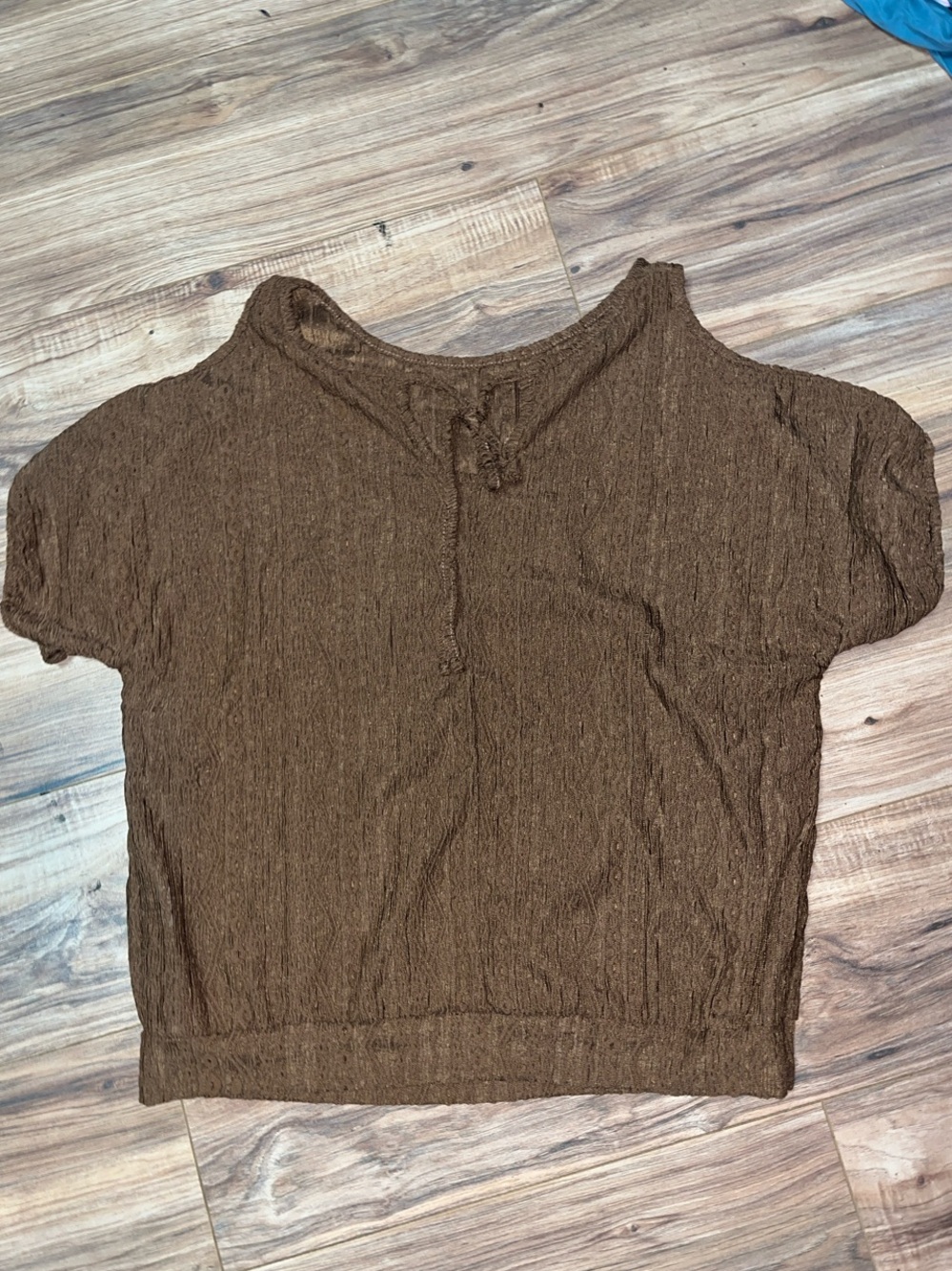 SHEIN Brown Textured Cropped Knit Top